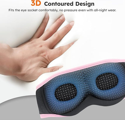 LC-dolida White Noise Sleep Mask, 3D Sleep Headphones with 16 Soothing Sounds, Bluetooth 5.4 Sleep Eye Mask with Timer, Total Blackout Sleeping Headphones for Side Sleeper(Pink)