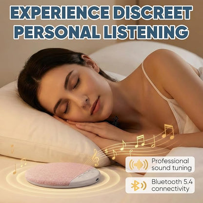 Sleep Pillow Speaker, Bluetooth Pillow Speaker for Sleeping, Mini Bone Conduction Bluetooth Sleep Aid with White Noise Timer, Flat and Ultra-Thin, Auto-Off Function for Deep Sleep (Pink)