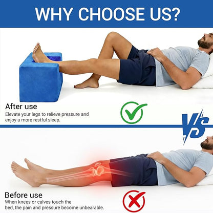 Anti-Roll Knee Replacement Pillow for Post-Surgery Stability, U-Shaped Leg Elevator Stabilizer for ACL, Hip & Ankle Recovery - Foam Support with Detachable Footrest for Swelling Relief & 0° Extension