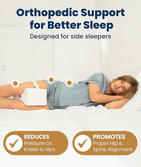 Everlasting Comfort Memory Foam Knee Pillow for Side Sleepers – Sciatica Pain Relief Pillow, Removable Strap Support – Leg Pillows for Sleeping Alignment, Knees, Back & Hip Cushion