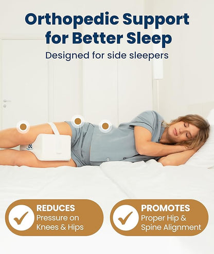 Everlasting Comfort Memory Foam Knee Pillow for Side Sleepers – Sciatica Pain Relief, Adjustable Strap – Leg Pillow for Knee, Back & Hip Alignment (Pack of 2)