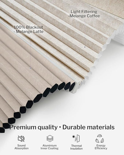 Graywind Motorized Day Night Cellular Shades with Remote, Smart Honeycomb Blinds Compatible with Alexa & Google Home, Custom Size Blackout/Privacy for Bedroom, Living Room & Home Office, Brown