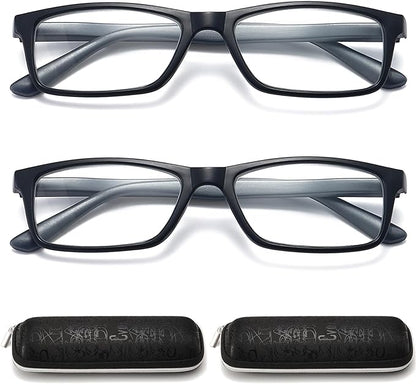 Reading Glasses Blue Light Blocking for Men Women,Rectangular Frame Computer Readers with Spring Hinge