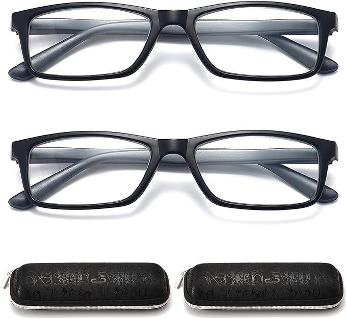 Reading Glasses Blue Light Blocking for Men Women,Rectangular Frame Computer Readers with Spring Hinge