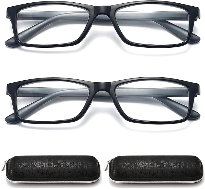 Reading Glasses Blue Light Blocking for Men Women,Rectangular Frame Computer Readers with Spring Hinge
