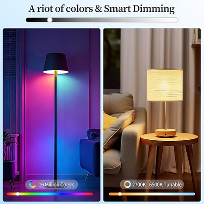 Meliya LED Smart Light Bulbs, Color Changing Dimmable & Timing Smart WiFi and Bluetooth Bulb, Compatible with Alexa and Google Assistant, RGBWW A19, 9W 800 Lumens, Music Sync, Voice Control (1 Pack)