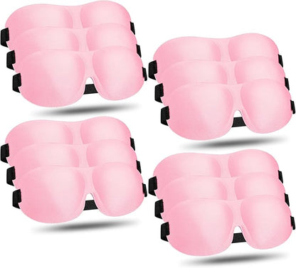 Bonuci 12 Pack Sleep Mask Blackout 3D Eye Mask for Ultralight Sleeping Night Blindfold Eye Covers with Adjustable Strap for Men Women Travel Gift Back and Side Sleeper (Pink)