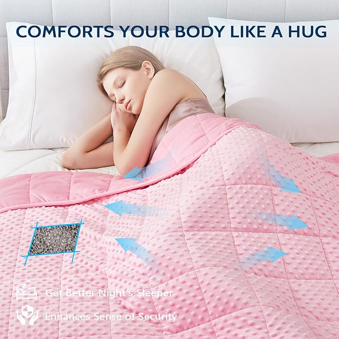 L'AGRATY Weighted Blanket for Adult - 48"x72" 20lbs Minky Dots Heavy Blanket with Glass Beads Soft Breathable for All-Season Summer Fall Winter Thick Comfort for Sleeping