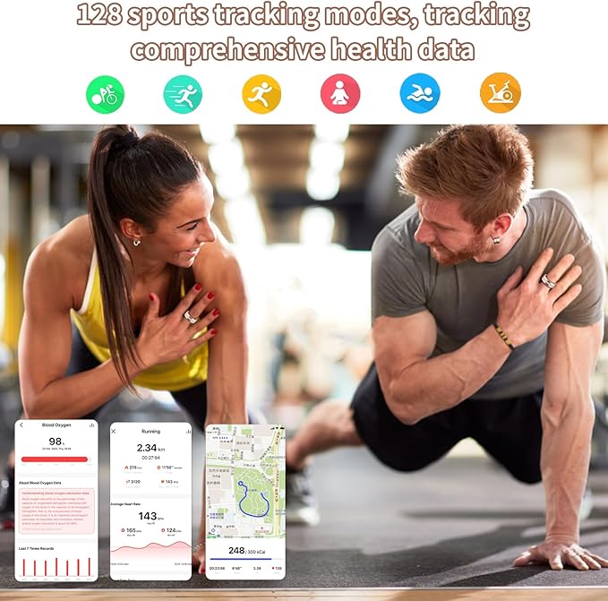 Smart Ring for Women & Men - Health & Fitness Tracker with Heart Rate, Blood Oxygen, Sleep Monitoring, 128 Sports Modes, IP68 Waterproof, Gesture Control, No Subscription Fees (10#)