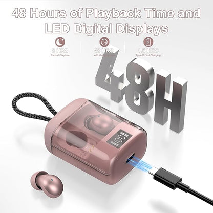 2026 Sleep Earbuds Bluetooth 6.0 in Ear, Mini Sleep Headphones with Sleep Monitor and APP, Small Earplugs for Side Sleepers, 48H Playtime Sleep Earphones with Sleep Mode, Personal Alarm, Rose Gold