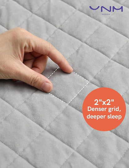YnM Ultra-Soft Weighted Blanket, Fluffy Bubble Cuddle Heavy Bed Blanket, Plush Faux Fur Big Comforter, Soft & Warm Home Decor Piece (Light Grey, 90''x90'' 20lbs, Full/Queen)