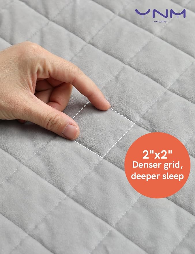 YnM Ultra-Soft Weighted Blanket, Fluffy Bubble Cuddle Heavy Bed Blanket, Plush Faux Fur Big Comforter, Soft & Warm Home Decor Piece (Light Grey, 90''x90'' 25lbs, Full/Queen)