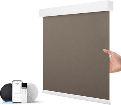 ZSTARR Motorized Smart Blind for Window with Remote Control, Automatic Blackout Roller Shade Customizable Size,with Valance Child Safety Rechargeable Battery Blinds (Copper Color)