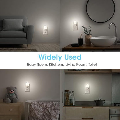 L LOHAS LED Night Light Plug in, 4 Pack 0.6W LED Night Light for Kids, Auto Dusk to Dawn Sensor Bright Nightlight, Daylight White 5000K, 30/60lm Small Night-Lights for Adults, Hallway, Kitchen, Stairs