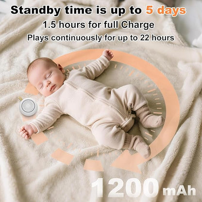 Portable White Noise Sounds Machine with Nightstand Mode, 24 Soothing Sounds, Support Crying Sounds Detection and Timer, Rechargeable Sleep Machine for Helping Comfort Baby Sleep