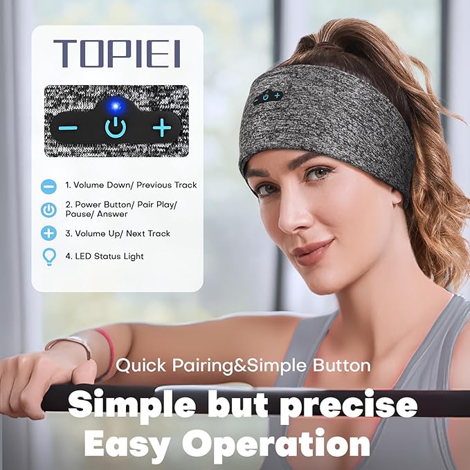 Sleep Headphones Bluetooth Headband for Side Sleeper, 17 Hours Playtime, Wireless Headband Headphones with HD Stereo Speakers for Workout,Running,Yoga, Ideal Gifts for Men, Women, Teens, Pink
