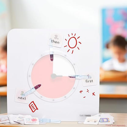 Visual Schedule Accessory for TIME Timer 8 inch Visual Timer - Dry Erase Board with Caddy, whiteboard Marker, and Pecs Cards - for Kids Classroom, Task Reminder, Routine Timer (Timer not Included)