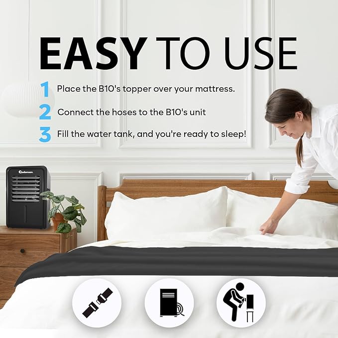 Adamson B10 Midnight Bed Cooling System - Twin 75” L x 39” W - New - 100% Cotton Mattress Cooling Bed Pad for Night Sweats - Ideal for Hot Sleepers - 5-Year Assurance