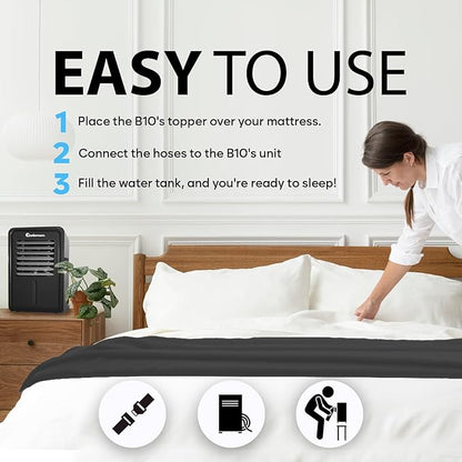 Adamson B10 Midnight Bed Cooling System - Twin 75” L x 39” W - New - 100% Cotton Mattress Cooling Bed Pad for Night Sweats - Ideal for Hot Sleepers - 5-Year Assurance