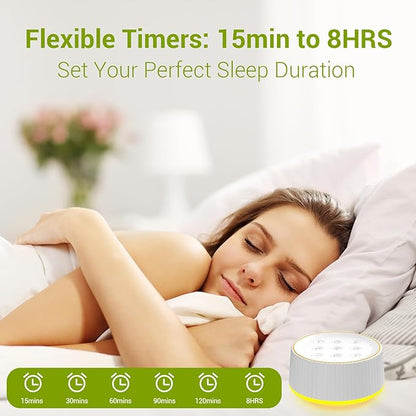BGOVERSS Sound Machine with 26 Soothing Sounds, 10 Colors Night Light White Noise Machine for Adults Baby Kids Sleep Machines Function, Volume Levels 6 Timers for Home Office Travel