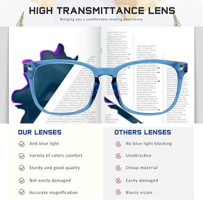 Reading Glasses for Women Men - Blue Light Blocking UV Filter Readers, Anti Eyestrain Eyeglasses