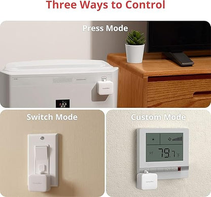 Switchbot Smart Switch Button Pusher (Bluetooth) – Fingerbot for Rocker Switch/One-Way Buttons, App Timer Control, No Wiring, Optional Hub Required for Voice/Remote, White