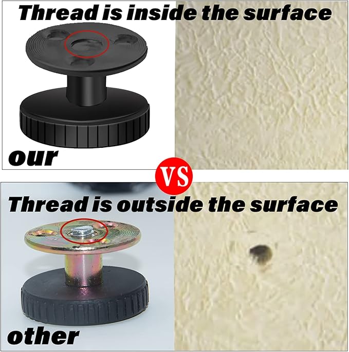 Adjustable Threaded Headboard Stoppers/Bumper Against Wall, 4 Pack Behind Bed Frame Protector Antishake Tool, Bed Shake Support Stabilizer Device for Anti-Knocking,Banging, Metal (Black 27-138mm)