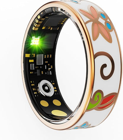 Smart Ring for Women Health Ring Fitness Ring with Enamel Fitness Tracker with Heart Rate Monitoring Sleep Monitor Distance Pedometer Calorie No Subscription Fee for Android iOS