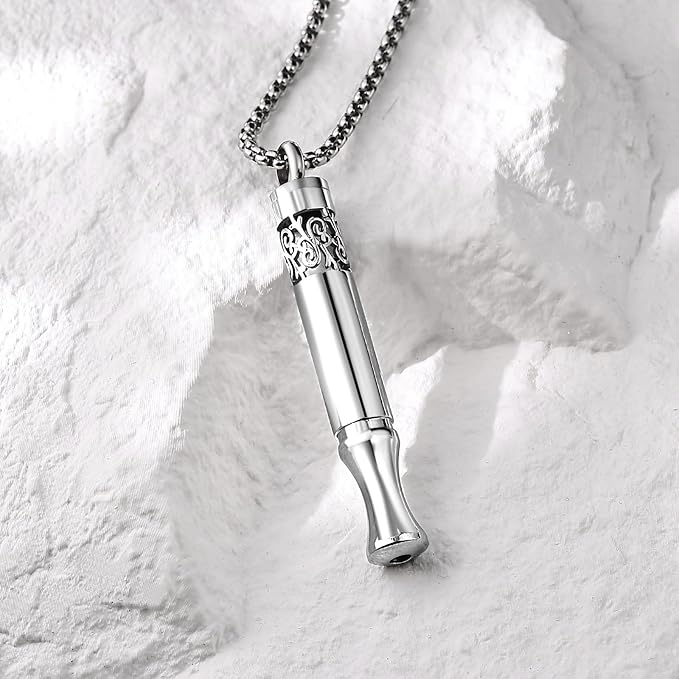 Anxiety Relief Pendant Mindfulness Breathing Necklace - Essential Oil Diffuser & Personal Inhaler Aromatherapy Necklaces for Women & Men (Steel)