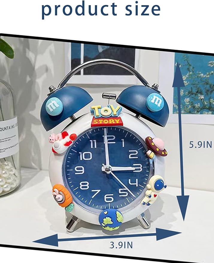 Alarm Clock for Kids, Analog Clock for Kids, Alarm Clocks for Bedrooms Heavy Sleepers with DIY Astronaut Sticker Accessories for 5-16 Year Old Boys Gifts (Blue)