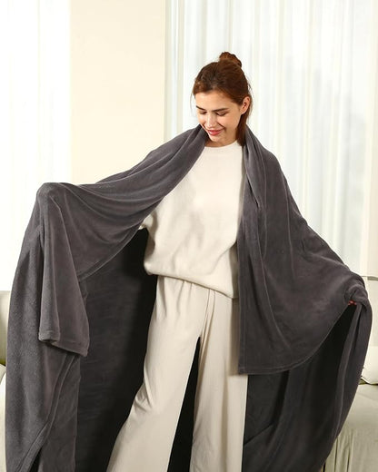 ESTINGO Electric Blanket Full Size - 72"x84" Cozy Coral Fleece Full Size Heated Blanket with Overheat Protection, Fast Heating Blanket with 6 Heating Levels & 1-10 Hours Adjustable Timer, Dark Gray