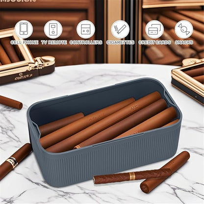 SANIDIKA Lockable Storage Box,Medicine Lock Box,Medical Lockbox,Cell Phone Locked Jail,Refrigerator Snack Food Safe Containers Bin for Personal Items,Home Office Organization,Travel Case,Gift (Navy)