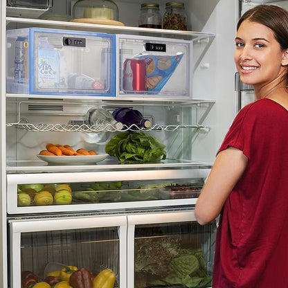 SANIDIKA Large Lockbox Medicine Lock Box - Refrigerator Lockable Boxes for Food Storage - Childproof First AID Locking Cabinet Pill Case Medical Organizer Bin - Mobile Tablet Locker Cell Phone Jail