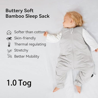 Rayon Made from Bamboo Toddler Sleep Sack with Feet 12-24 Months 1.0 Tog Ultra Soft Toddler Sleeping Sack 1t-2t Sleep Bag Walker Quilted Wearable Blanket with Legs 2-Way Zipper Lightweight
