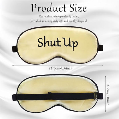 Geyoga 4 Pieces Funny Eye Mask for Sleep Soft Satin Blackout Blindfold with Adjustable Strap Silk Eye Cover for Women Men Travel, Nap, Meditation (Purple, Yellow, Light Blue, Pink)