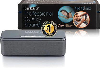 Sound Oasis Stereo Bluetooth Sound Machine for Sleep and Tinnitus Masking, 20 Non-Looping Soothing Sounds Plus Pink Noise, Hi-Fidelity Speakers, Portable Sound Therapy for Home, Baby, Office or Travel