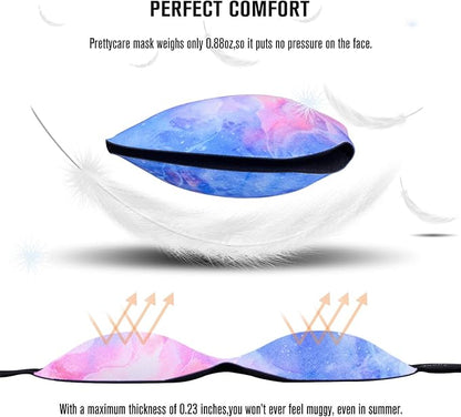 PrettyCare 3D Sleep Mask 2 Pack,Eye Mask for Side Sleeper -3D Contoured Sleeping Mask with Light Blocking for Women- No Eye Pressure Blindfold Night Masks with Ear Plugs & Travel Bag (Black& Fire)