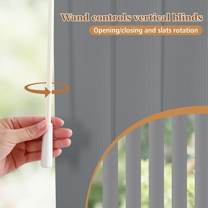 Cordless Vertical Blinds for Sliding Glass Doors, 3.5" Embossed PVC Slats with Matching Valance, Blackout Safety Window Treatment for Patio Door, Bedroom, Office, Custom Cut to Size, Strips Grey