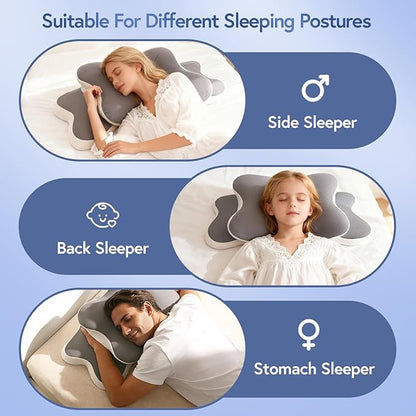 Sleep Apnea Pillow, Ergonomic Cervical Neck Pillow for Neck Pain Relief, Dual-Height Adjustable Contour Memory Foam Pillow for Sleep, Cooling Pillow for Side, Back