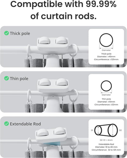 SwitchBot 2025 Automatic Curtain Opener 3 Rod- with Remote, WiFi&Smartphone Control, Upgraded High-Performance, Add Hub to Compatible with Alexa, Google Home, HomeKit (2025 Curtain Opener)