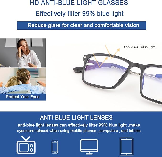 MIRYEA Blue Light Blocking Glasses Photochromic Gray Sunglasses for Men and Women Day Night Gaming TV Phones Computer Eyeglasses UV Protection Anti Glare Shade Lightweight Eyewear Full Rim Spectacles