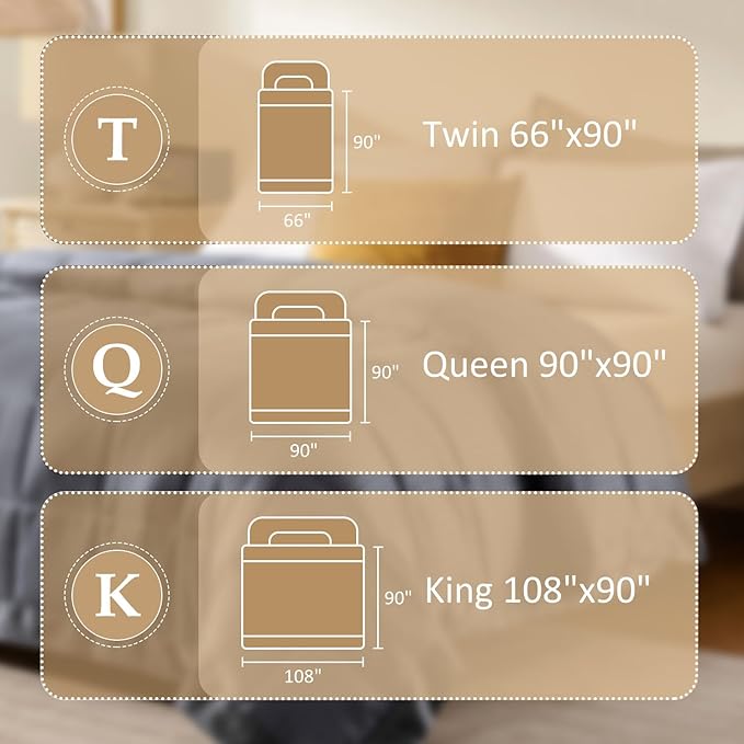 downluxe King Size Blanket with Satin Trim, Lightweight Down Alternative King Blanket for All Season, Machine Washable (Grey, 108 x 90 Inch)