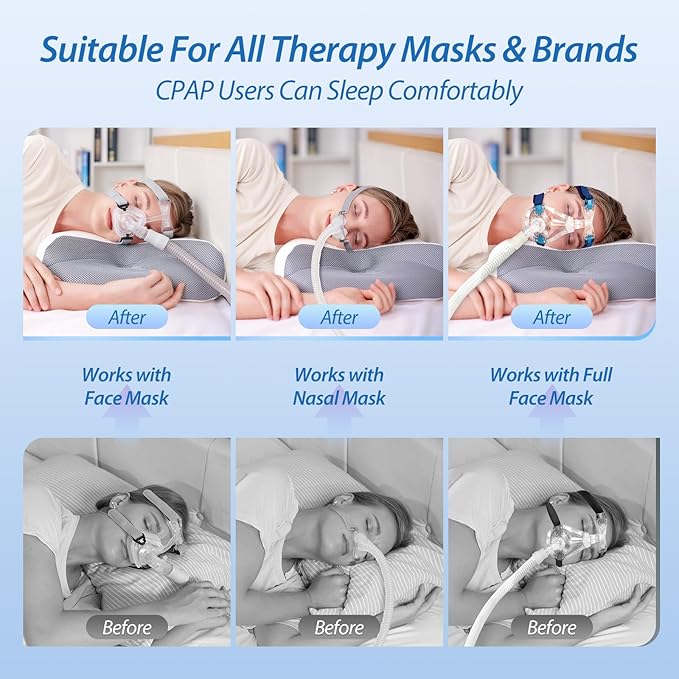 HOMCA CPAP Pillow for Side Sleeping, CPAP Nasal Pillows for All CPAP Masks Users to Reduce Air Leaks & Masks Pressure, Neck Support Pillows for Sleeping for Neck Pain Relief