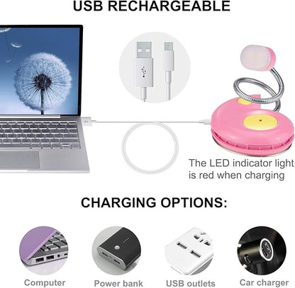 LUXSWAY Rechargeable Reading Book Light for Kids,LED Reading Light for Books in Bed,Amber Book Lights,Flexible Gooseneck,Cute Bookmark Lights for Bookworms-Pink
