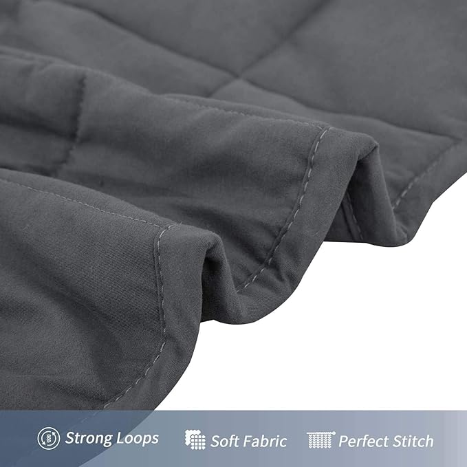 Weighted Blanket(60''x80'' 20lbs,Queen Size),Adults Heavy Blanket with Premium Cozy Cotton and Natural Glass Beads,Dark Grey