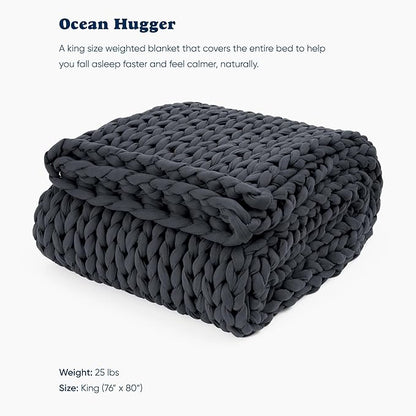 Bearaby Heavy Weight Weighted Ocean Polyfill Hugger Blanket (Asteroid Grey, 25 lbs.)