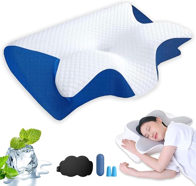 Pillow Hospitality Collection, Pillows - Premium Neck & Posture Support, Ergonomic Memory Foam Cervical Neck Pillow for Sleeping, for Back Stomach Side Sleeper (Blue)