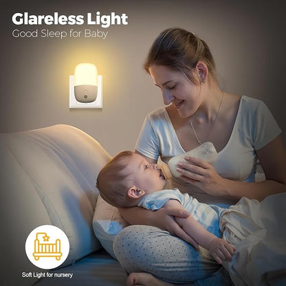 Dimmable Night Light Plug in with On/Off Switch, Auto Dusk to Dawn Sensor LED Nightlights, Adjustable Brightness (Warm White) for Bathroom, Hallway, Kids Room, Stairs (1 Pack)