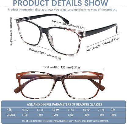 CLASAGA Progressive Multifocus Reading Glasses for Women, Pattern Print Blue Light Block Stylish Ladies Computer Readers