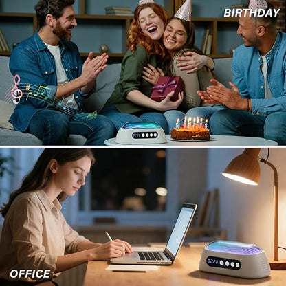 White Noise Machine for Sleep with Built-in Dual Speakers, 18 Soothing Sounds, 30–90 Min Timer, 7-Color Ambient Light, Memory Function, Battery Powered for Bedroom & Office